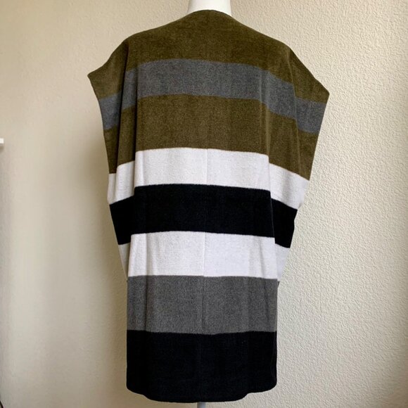 LUCKY BRAND Oversized Striped Wool Poncho One Size NWT - Picture 2 of 8